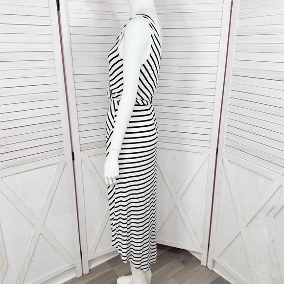Y2K Bebe Striped Faux Wrap High Low Maxi Dress Sundress White Black Small - Picture 3 of 12